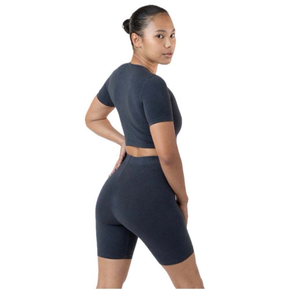Los Angeles Apparel Garment Dye Crop Top and Bike Shorts | Size M